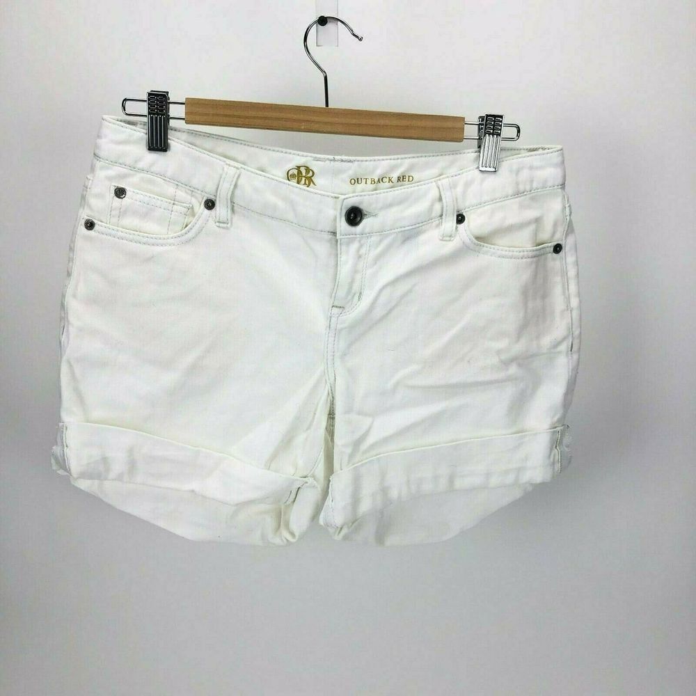Outback Red White High Rise Shorts Womens‎ Size 4 100% Cotton